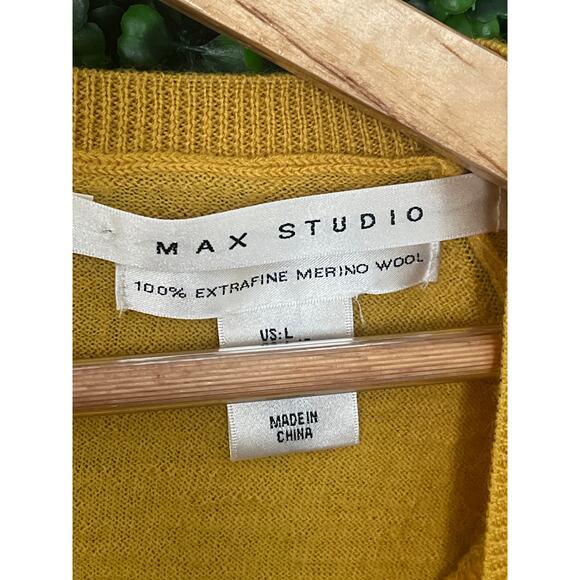 Max Studio blouse Soft Mustard Sweater Blouse Size L Wool - Picture 4 of 6